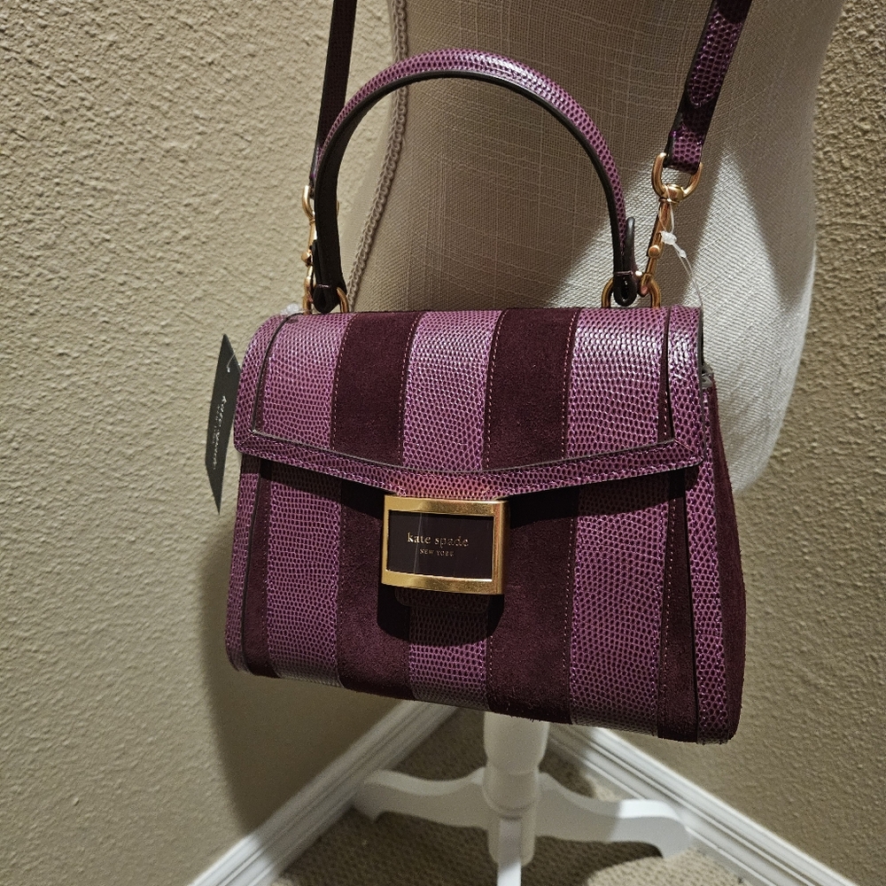 Kate Spade Elegant Purple Striped Handbag